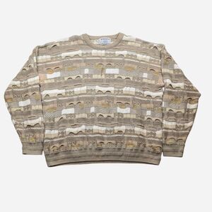 Vintage Tosani 3D Knit Chunk Oversized Sweater Size XXL Beige Cream Earth tone